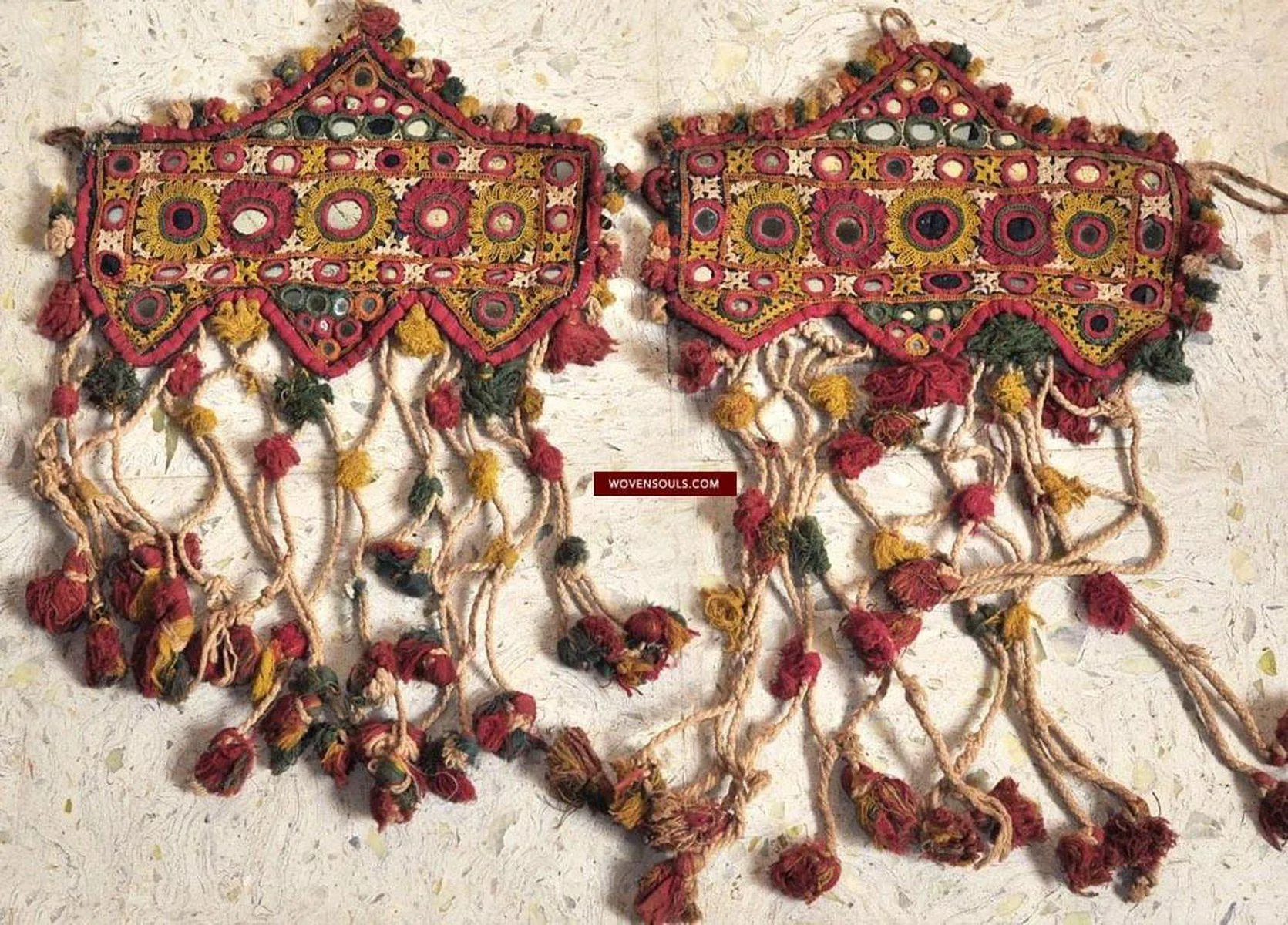 145 SOLD - Superb Old Animal (Bullock) Head Decor Textile