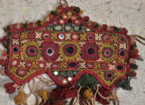 145 SOLD - Superb Old Animal (Bullock) Head Decor Textile