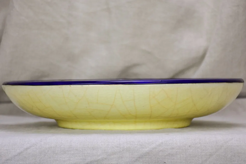 1930's French plate with bird and autumn foliage - Emaux de Longwy 15"