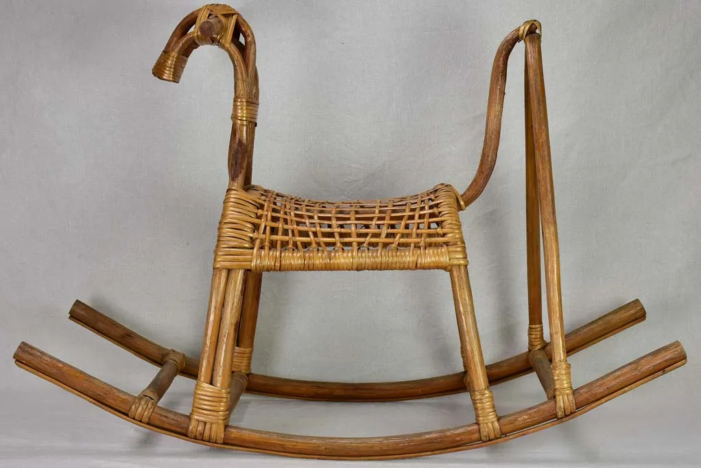 1960's French cane rocking horse