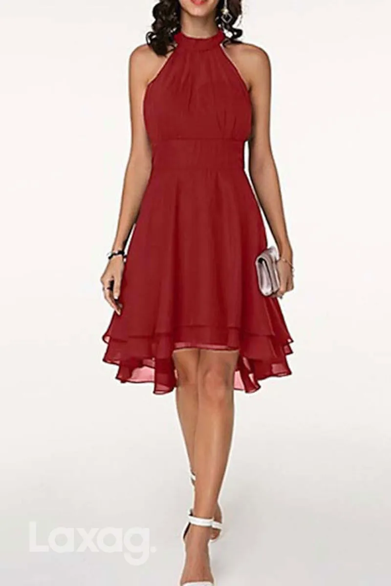 22506 - A-Line High Neck Chiffon Satin Mother of the Bride Dress