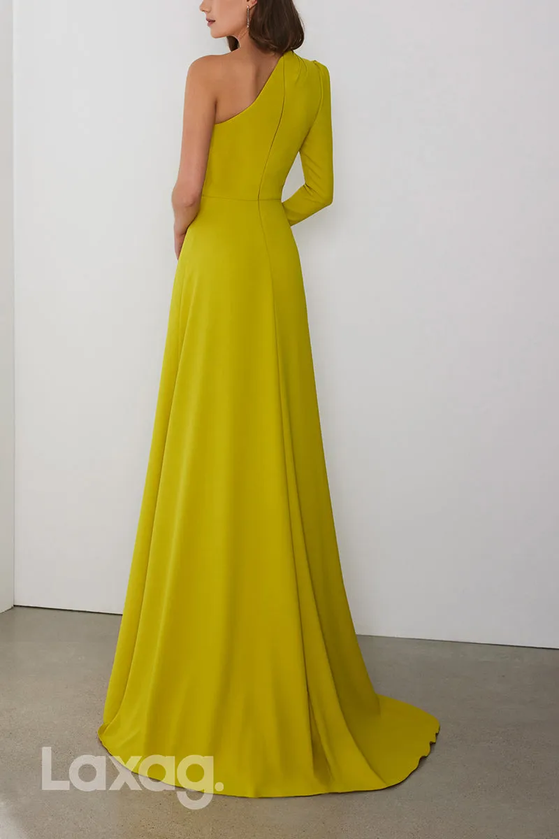 22802 - A-Line One Shoulder Long Sleeves Cocktail Party Formal Evening Dress