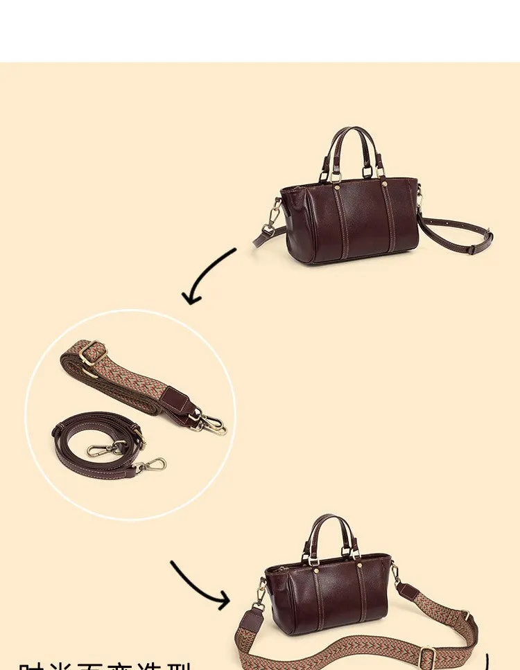 22CM Luxury Leather Handbag Crossbody Tote Bag 2885 black