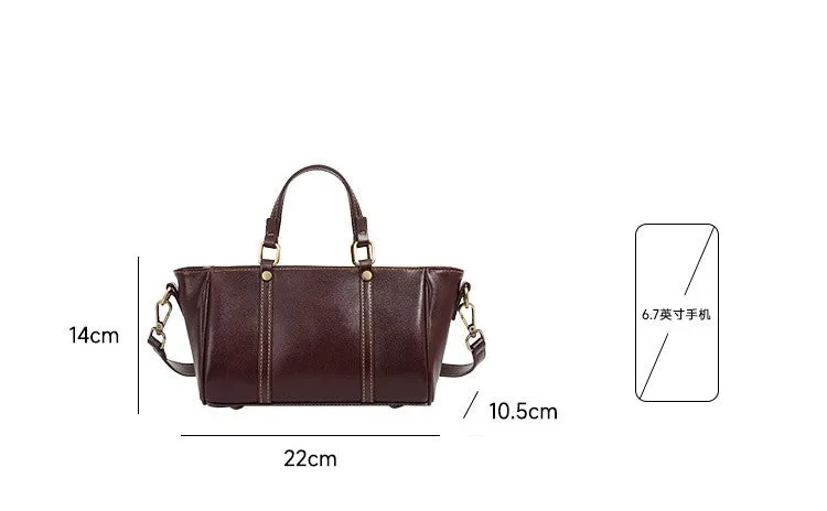 22CM Luxury Leather Handbag Crossbody Tote Bag 2885 black