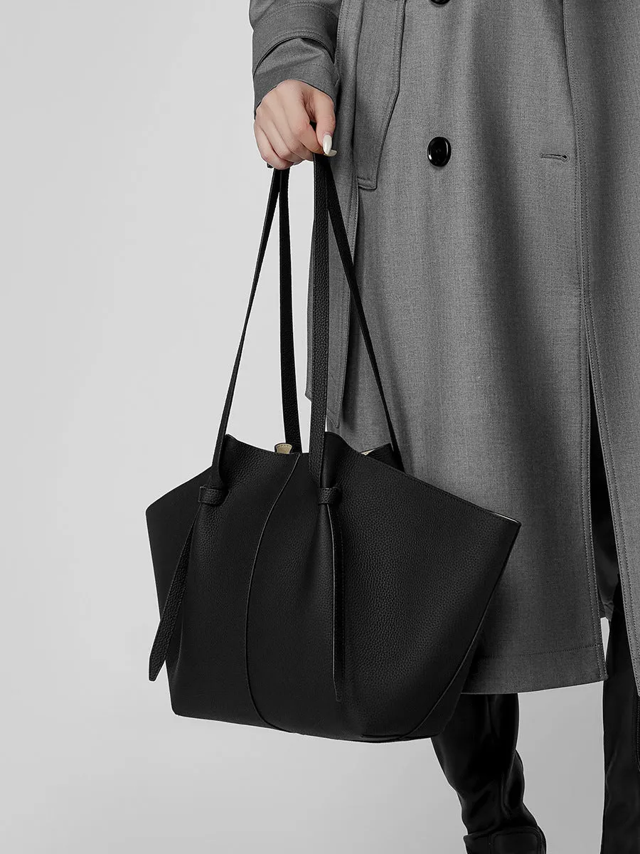 25CM large capacity genuine leather bat carrying wing tote bag 2802 black