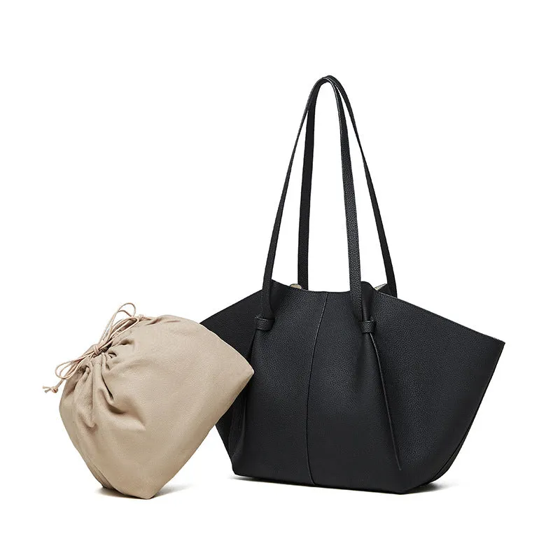 25CM large capacity genuine leather bat carrying wing tote bag 2802 black