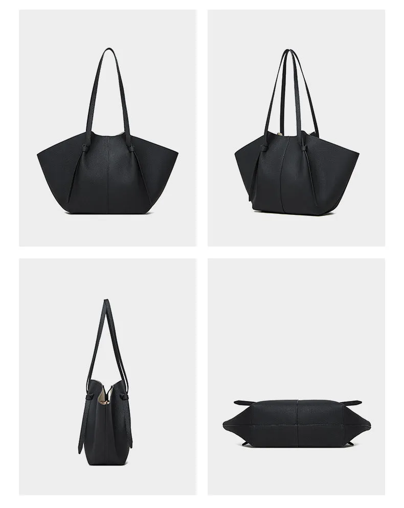 25CM large capacity genuine leather bat carrying wing tote bag 2802 black