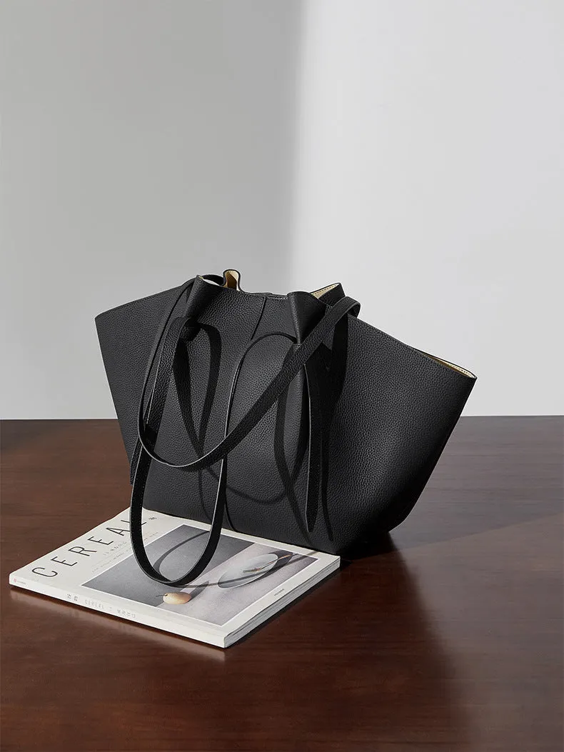 25CM large capacity genuine leather bat carrying wing tote bag 2802 black