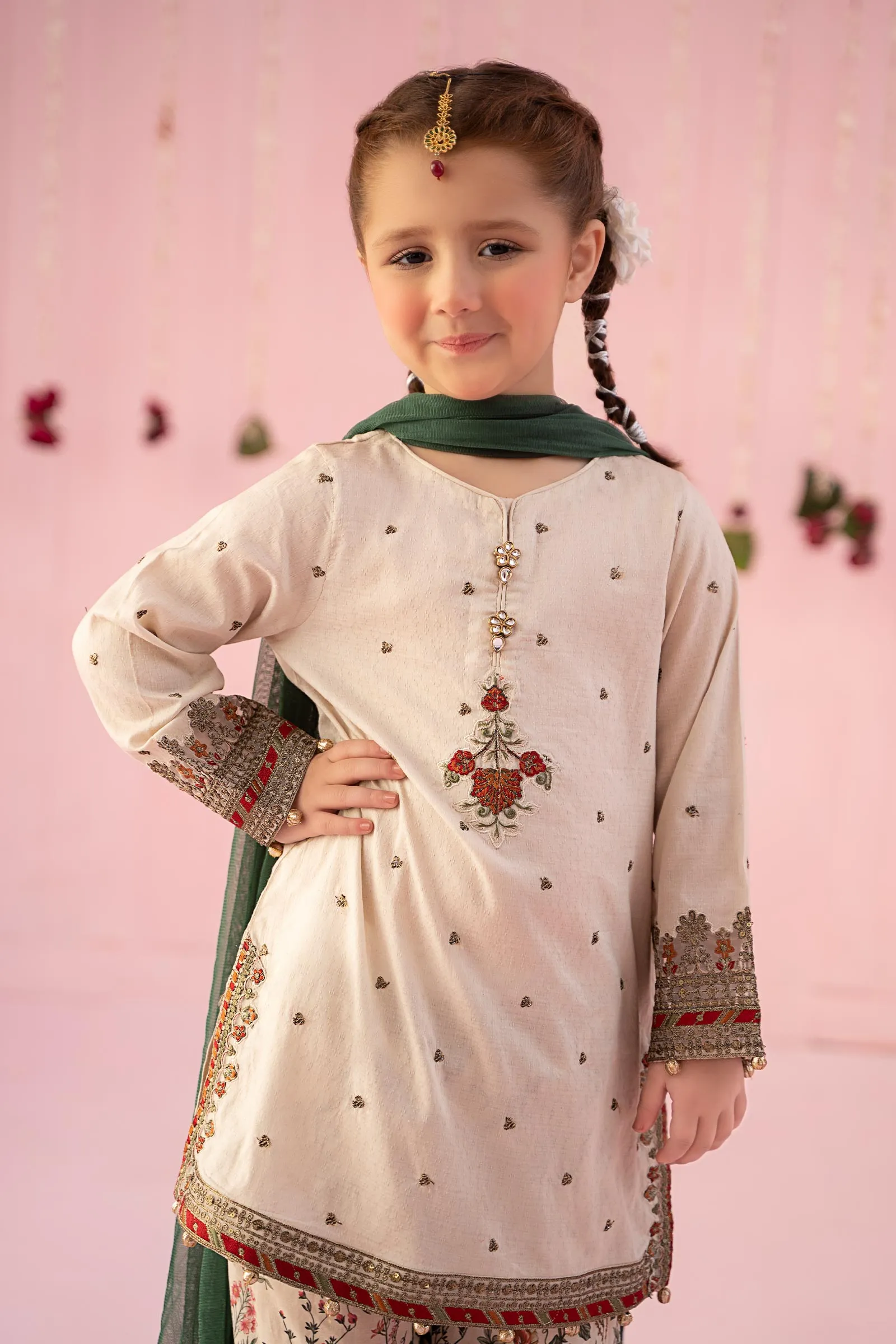 3 Piece Embroidered Dobby Suit | MKD-EF24-04