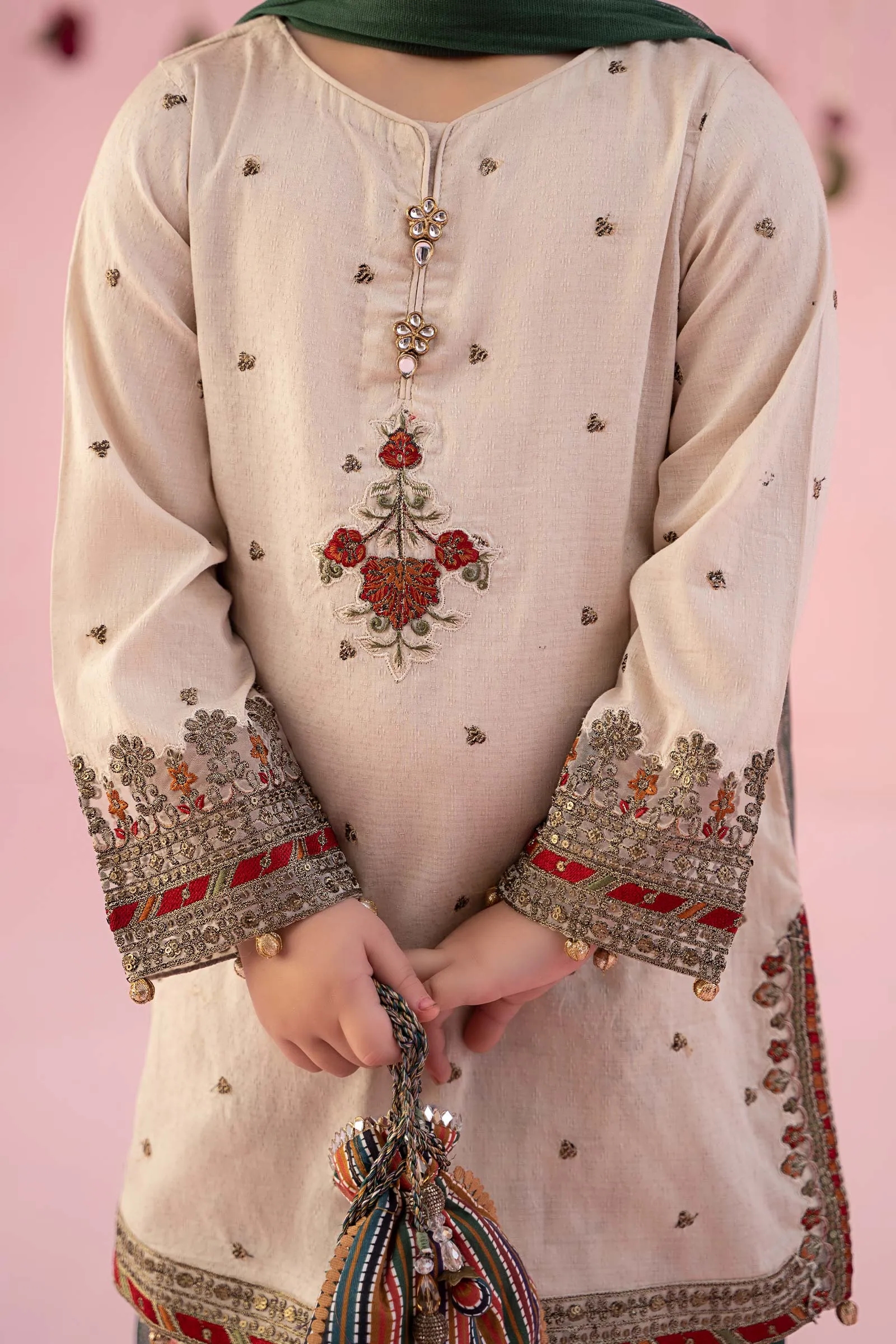 3 Piece Embroidered Dobby Suit | MKD-EF24-04