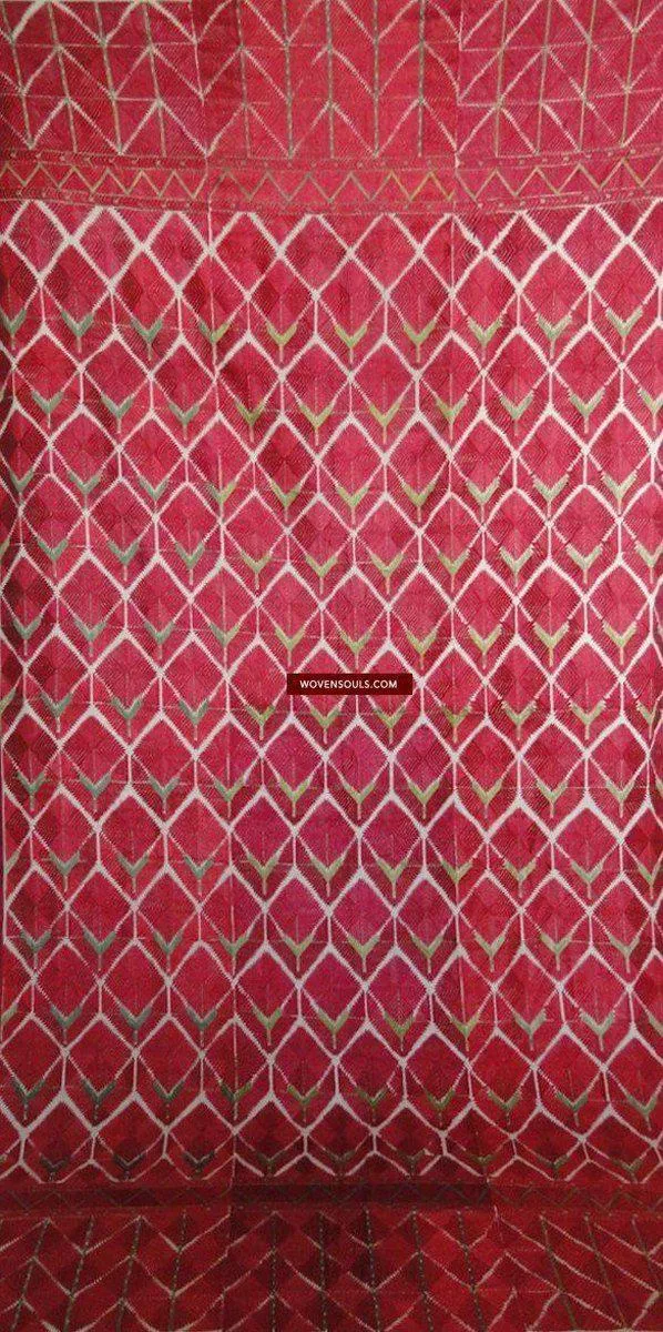446 Superb Antique Thirma Bagh Phulkari Textile Rose Motif