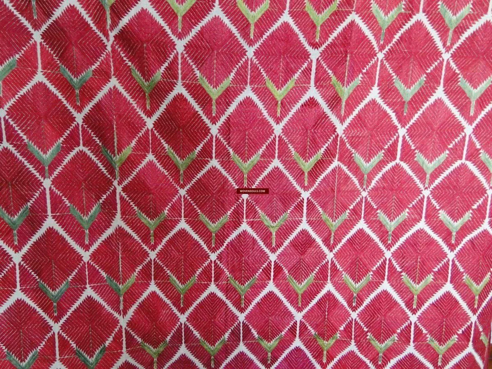 446 Superb Antique Thirma Bagh Phulkari Textile Rose Motif