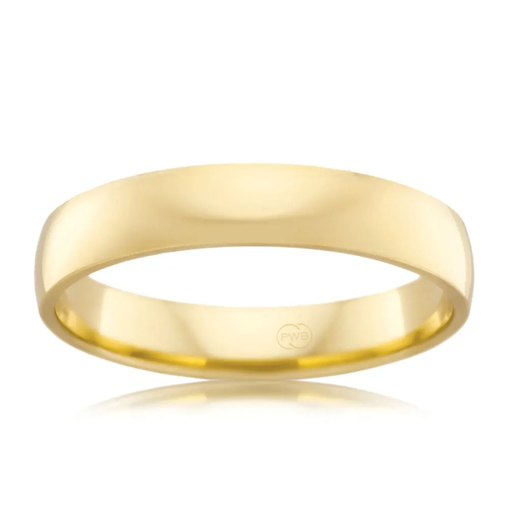 9ct Yellow Gold 4mm Crescent Ring. Size R
