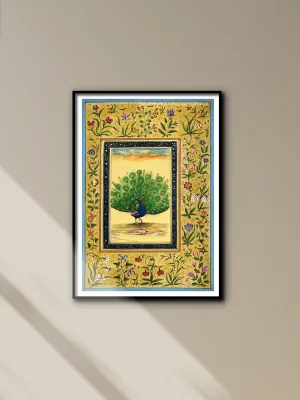 A Regal Peacock in Miniature Painting by Mohan Prajapati