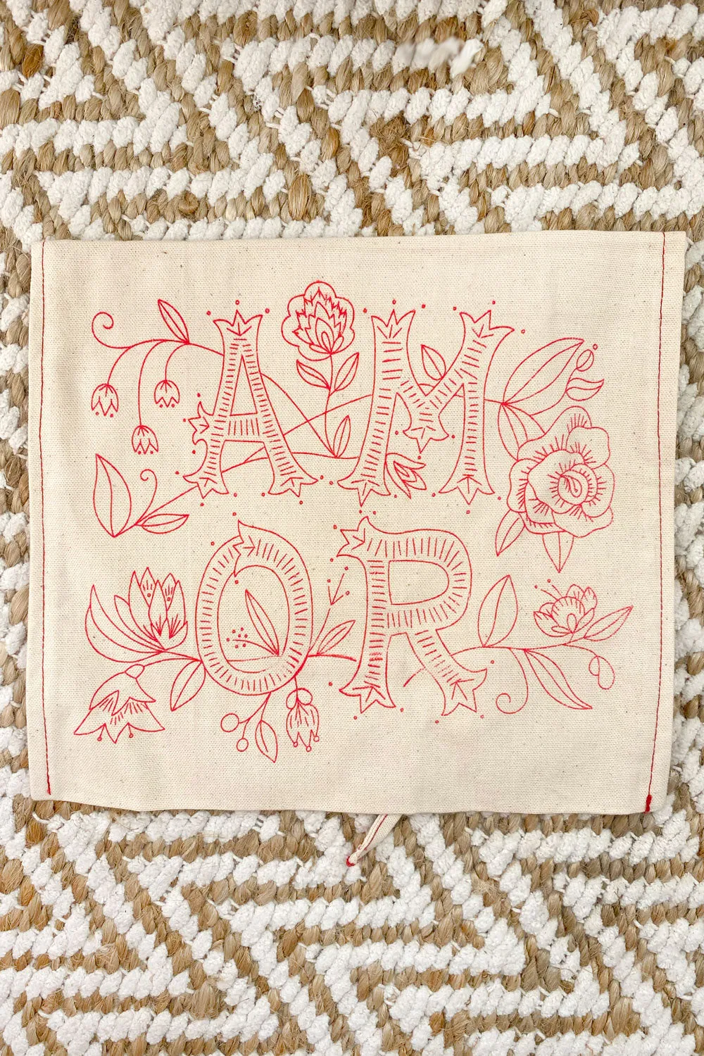 AMOR Embroidery Project Bag