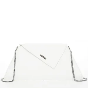 Angelica White Leather Clutch Bag