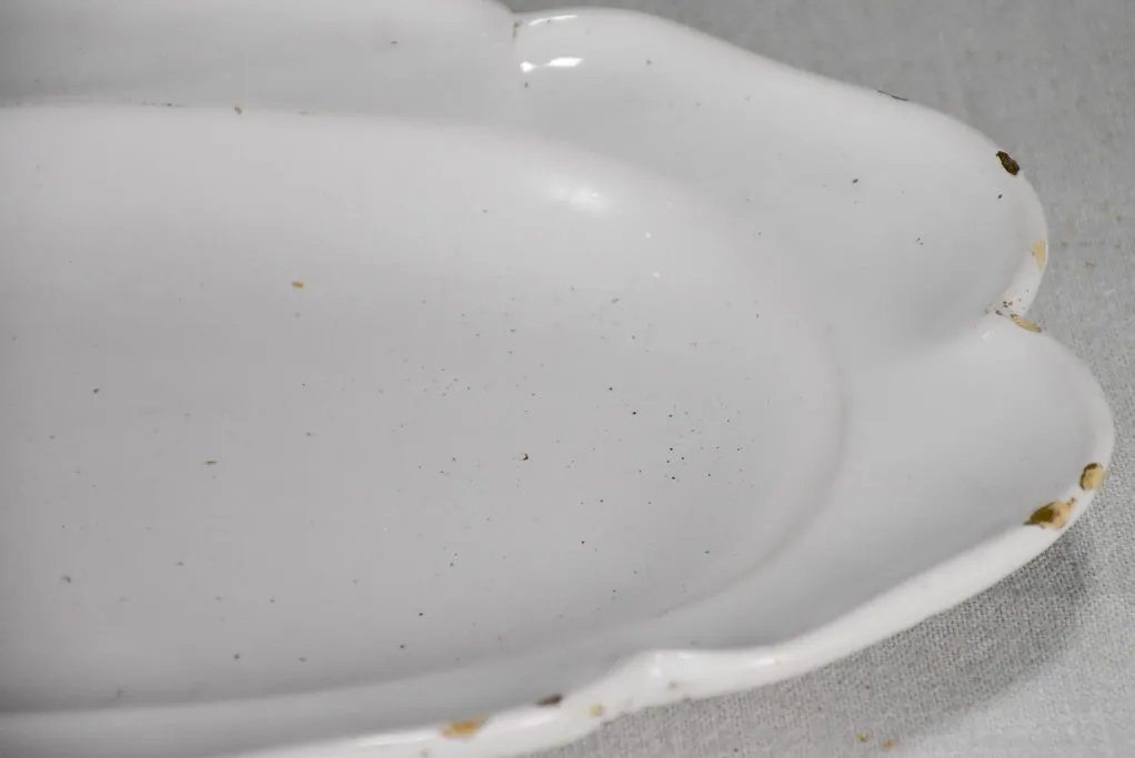 Antique French earthenware platter with scalloped edge 15¾"