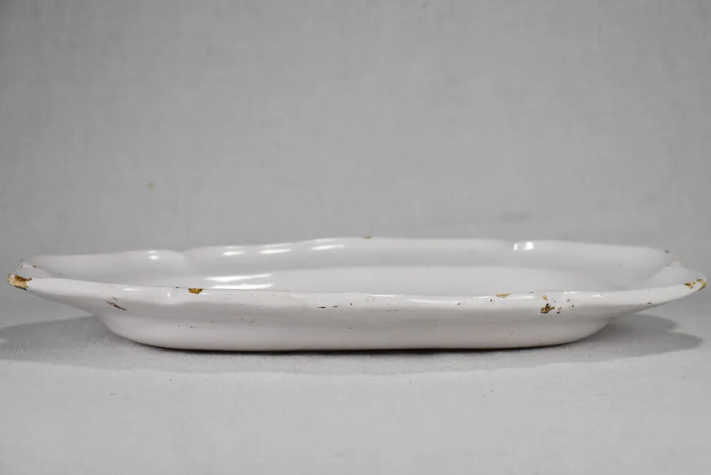 Antique French earthenware platter with scalloped edge 15¾"