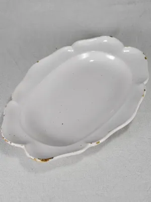 Antique French earthenware platter with scalloped edge 15¾"