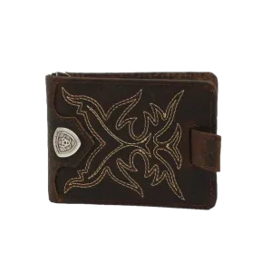ARAIT Men's Western Brown Boot Stitching Bi-Fold Money Clip