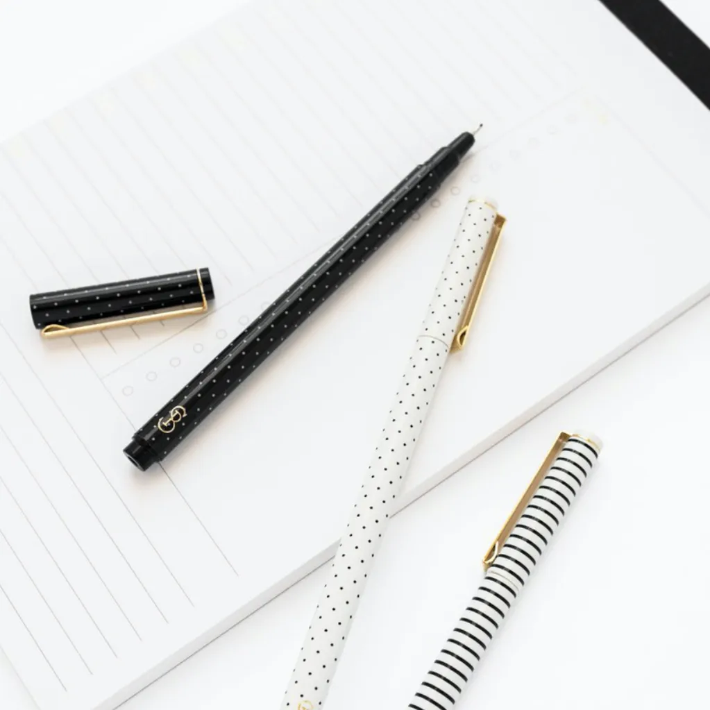 BLACK STRIPE FELT TIP PEN