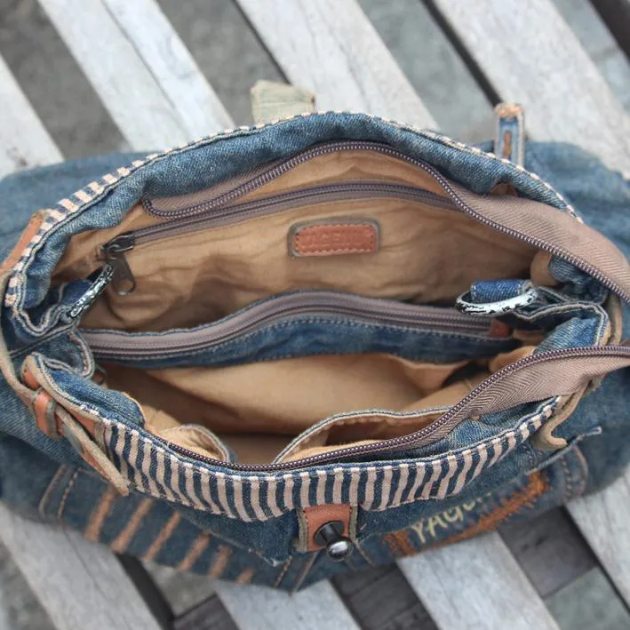 Blue Denim Mens Casual Small Messenger Bags Jean Postman Bag Courier Bag For Men