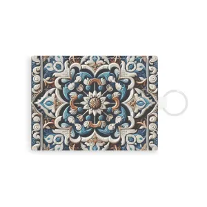 Blue traditional tile art Saffiano Leather Card Holder