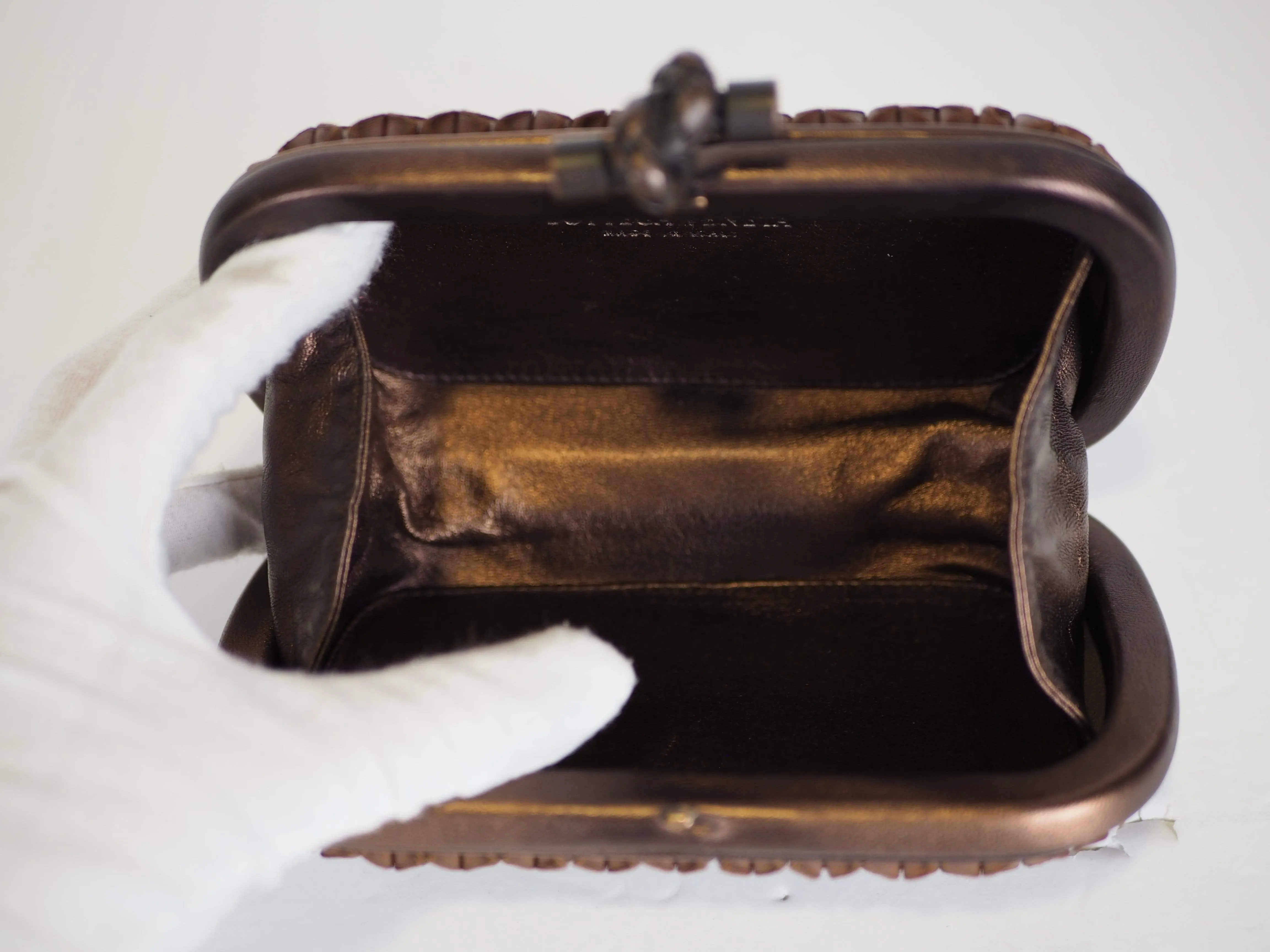 Bottega Venetta Knot Clutch Bronze