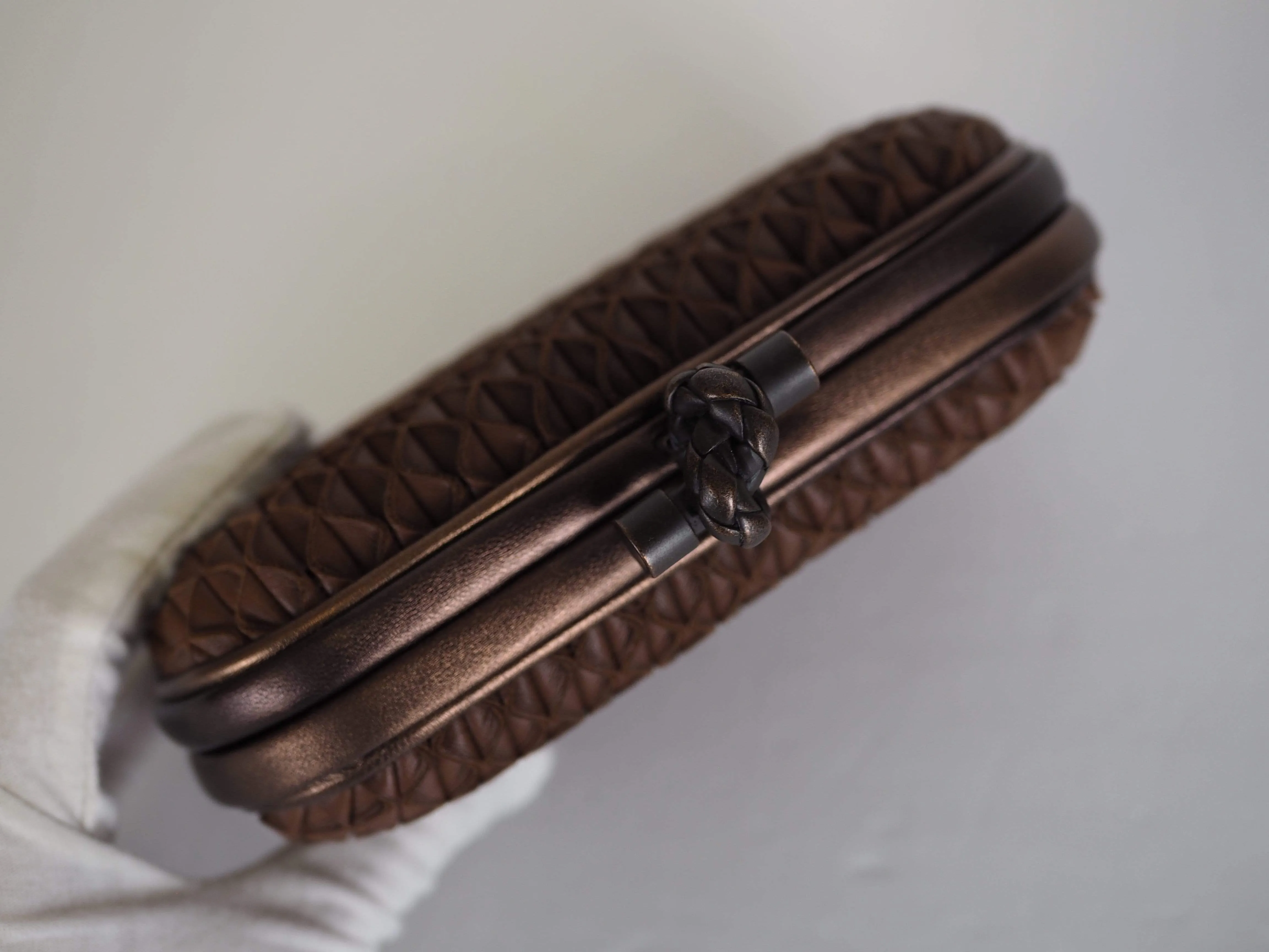 Bottega Venetta Knot Clutch Bronze