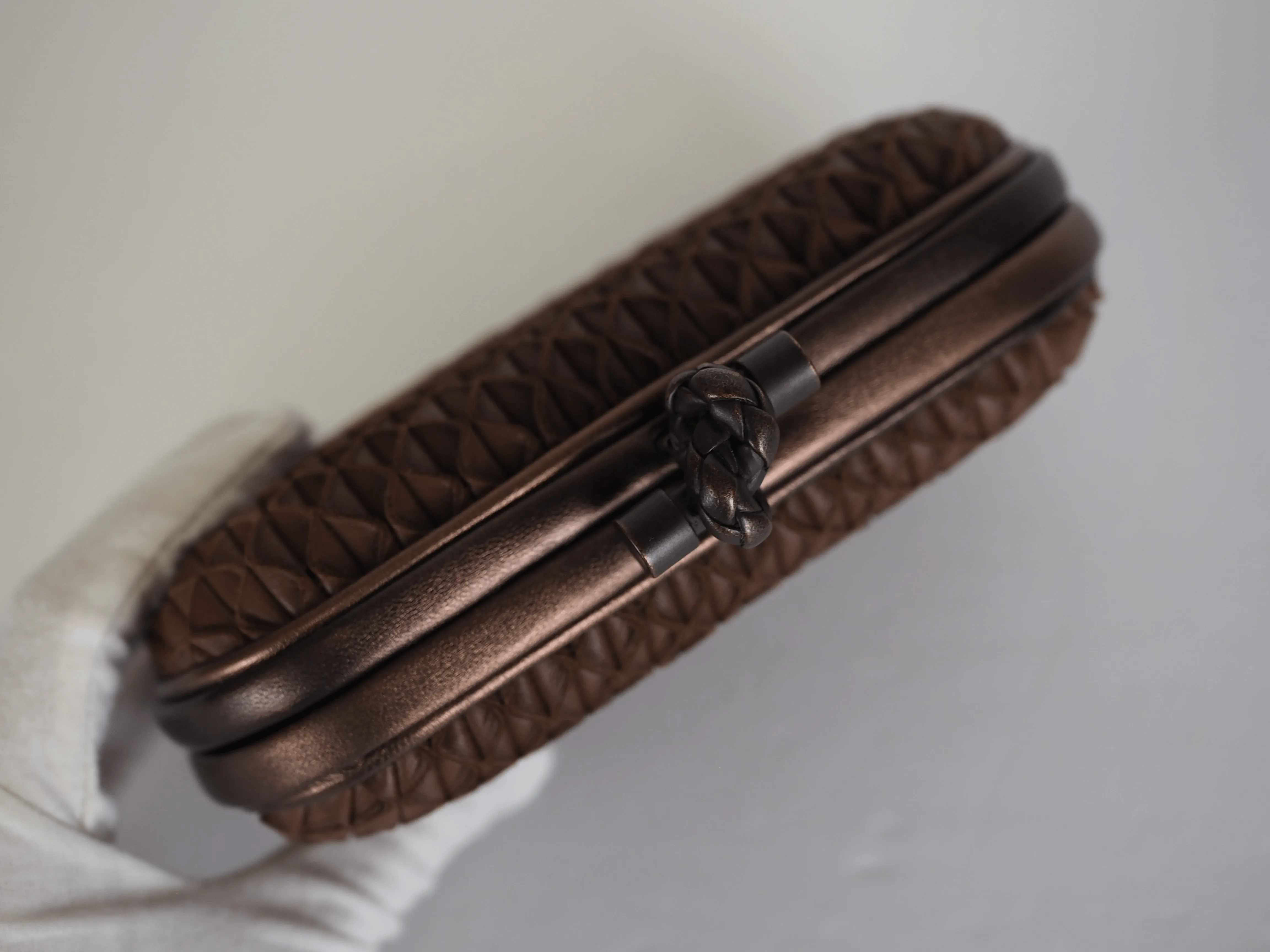 Bottega Venetta Knot Clutch Bronze