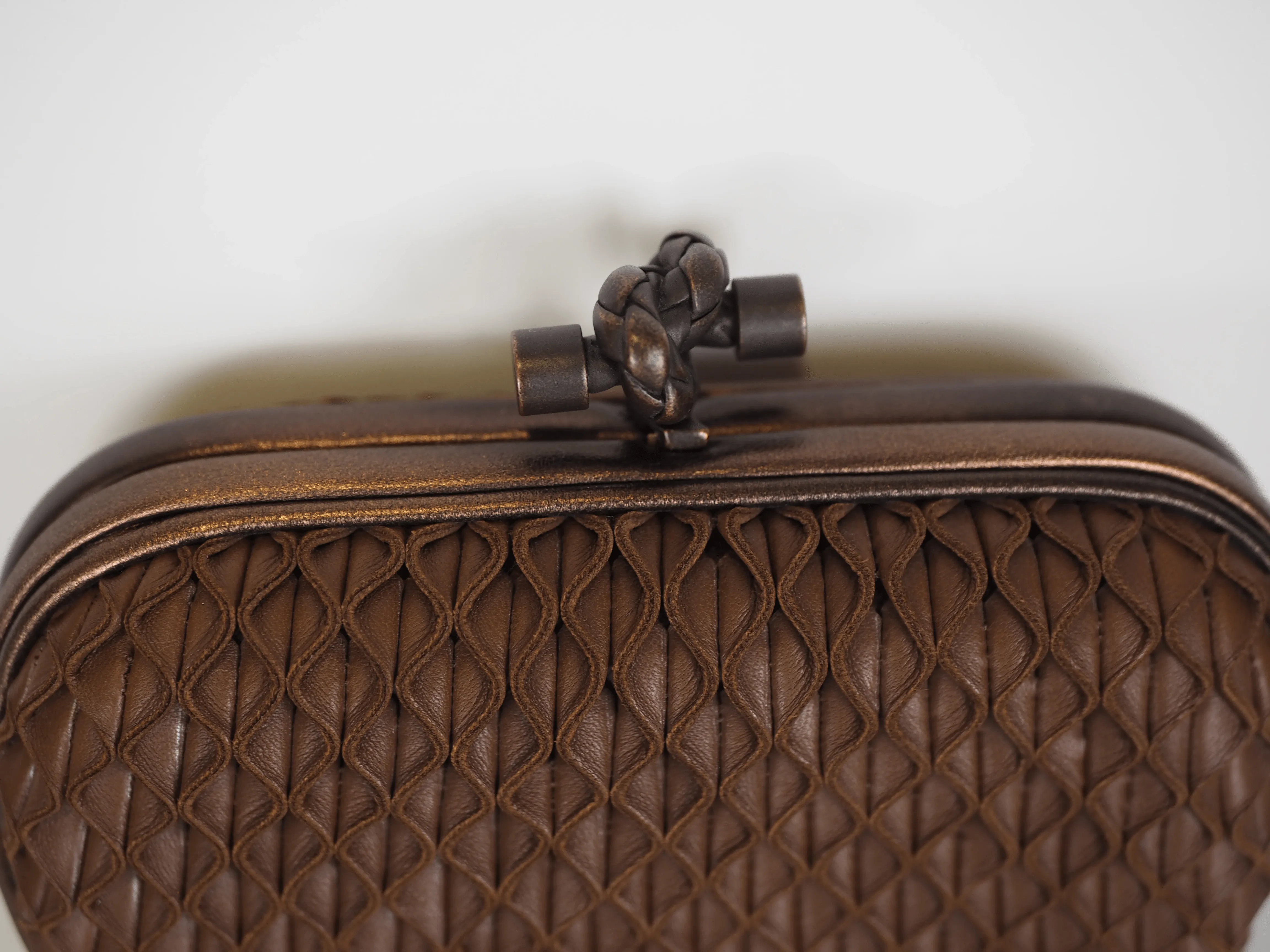 Bottega Venetta Knot Clutch Bronze