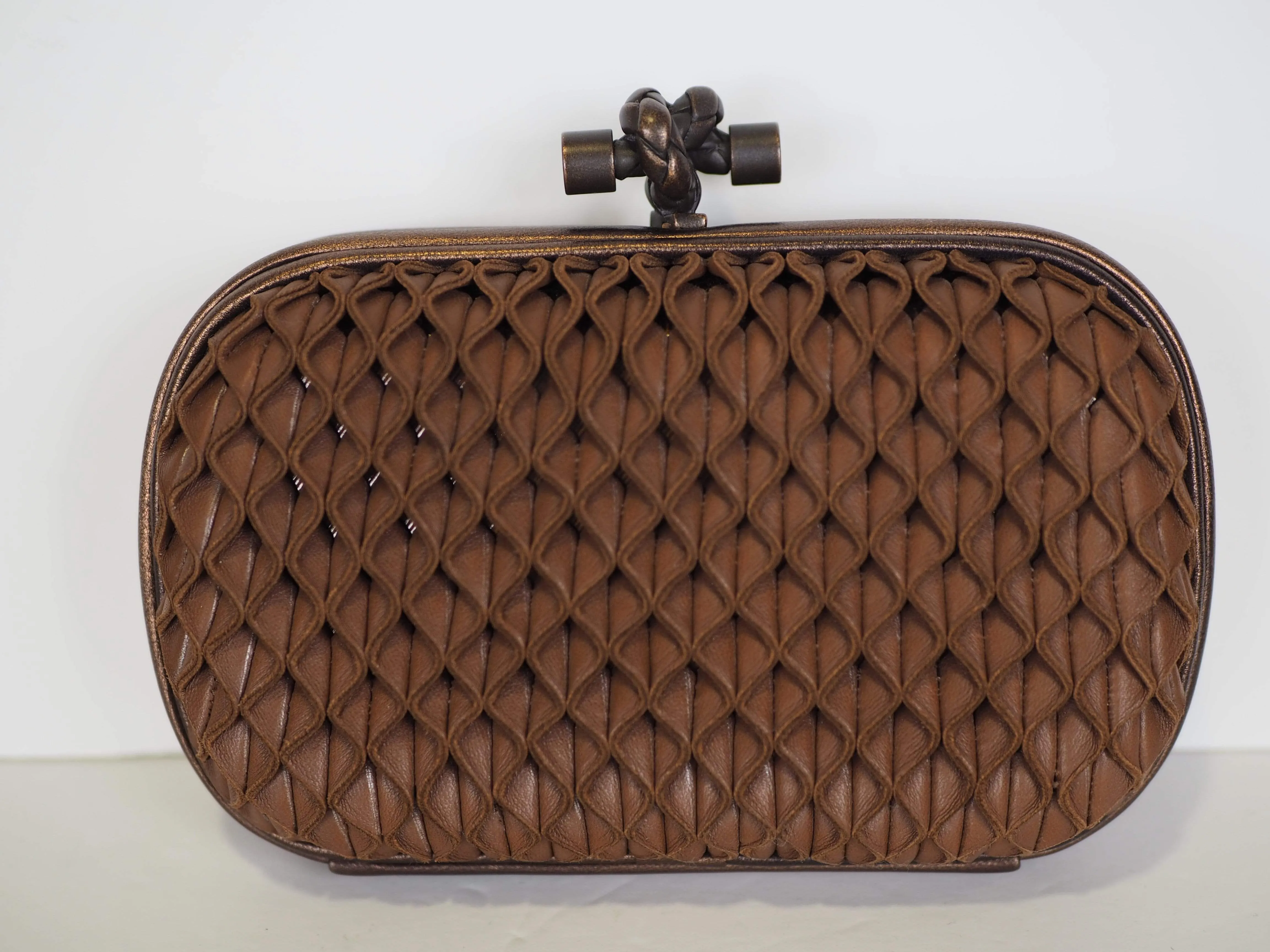 Bottega Venetta Knot Clutch Bronze