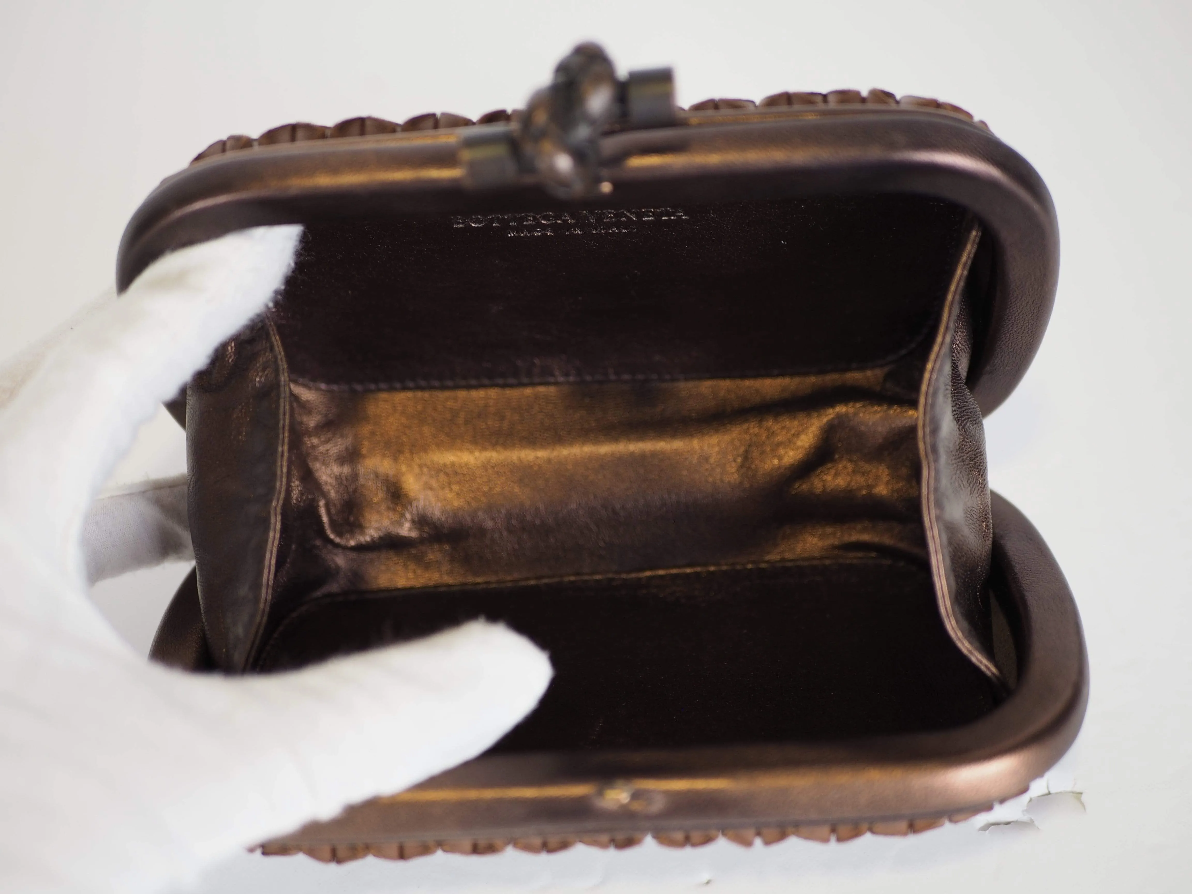 Bottega Venetta Knot Clutch Bronze