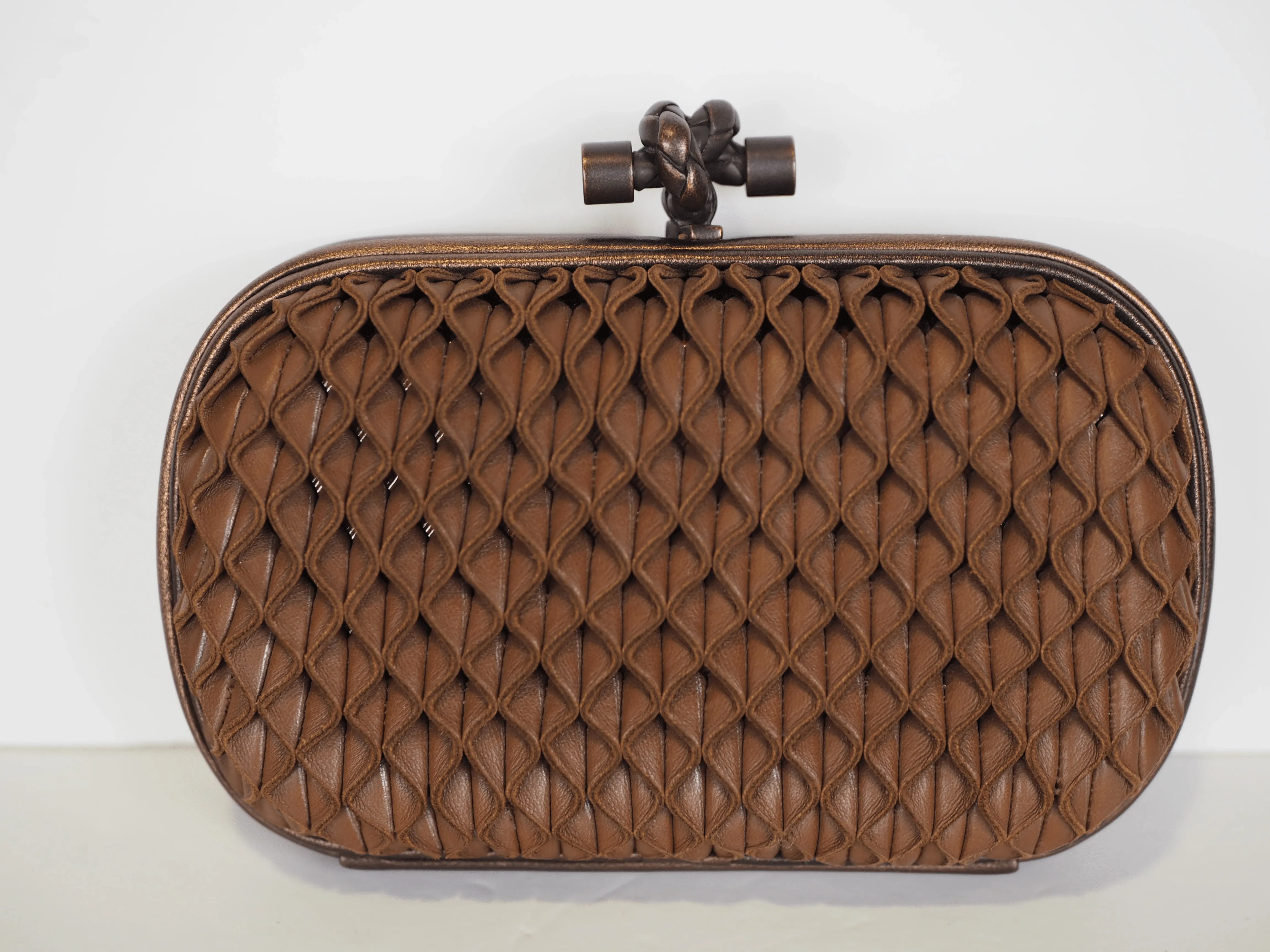 Bottega Venetta Knot Clutch Bronze