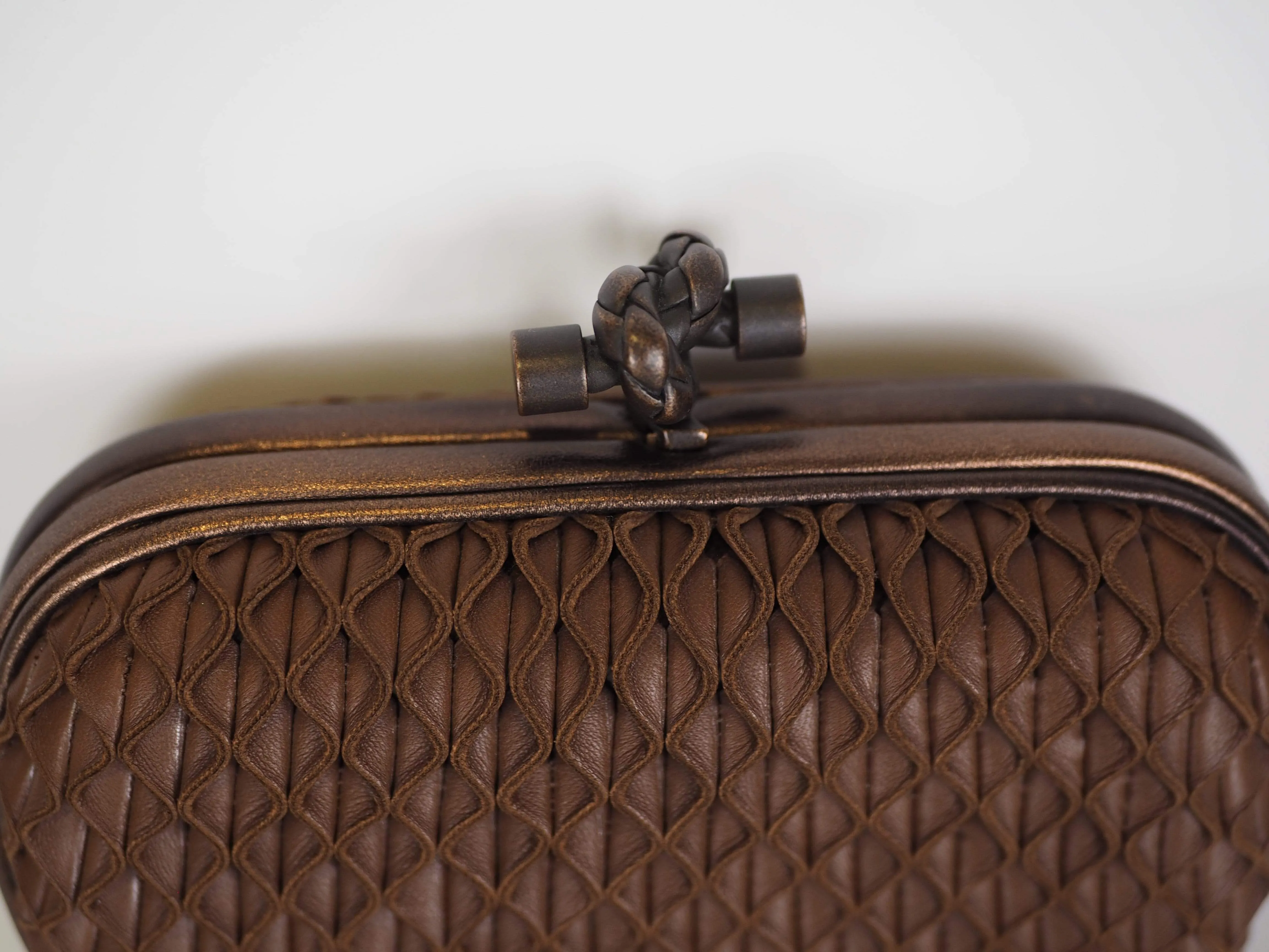 Bottega Venetta Knot Clutch Bronze