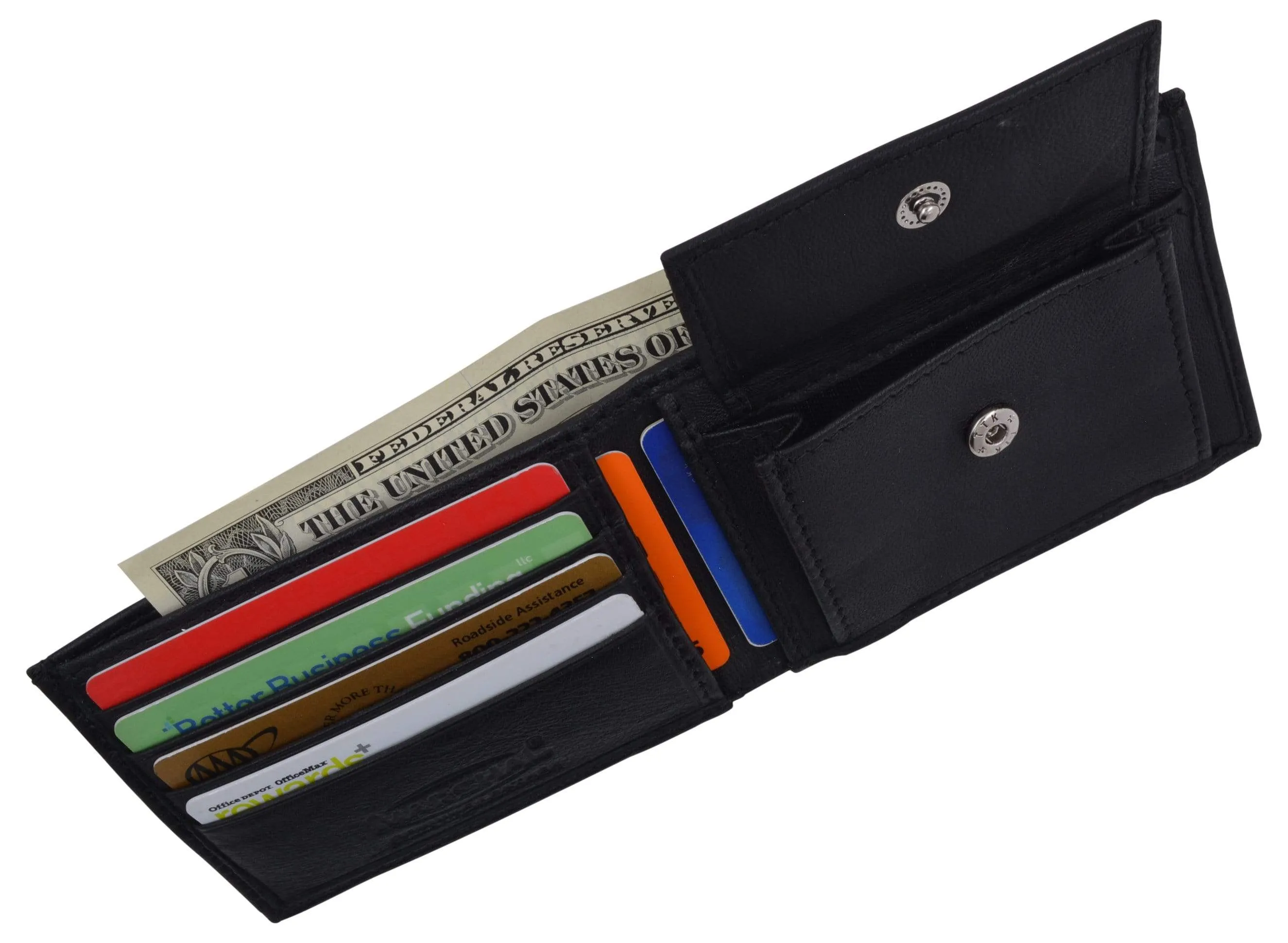 Boys Slim Compact Card and Coin Pocket Bifold Leather Wallet