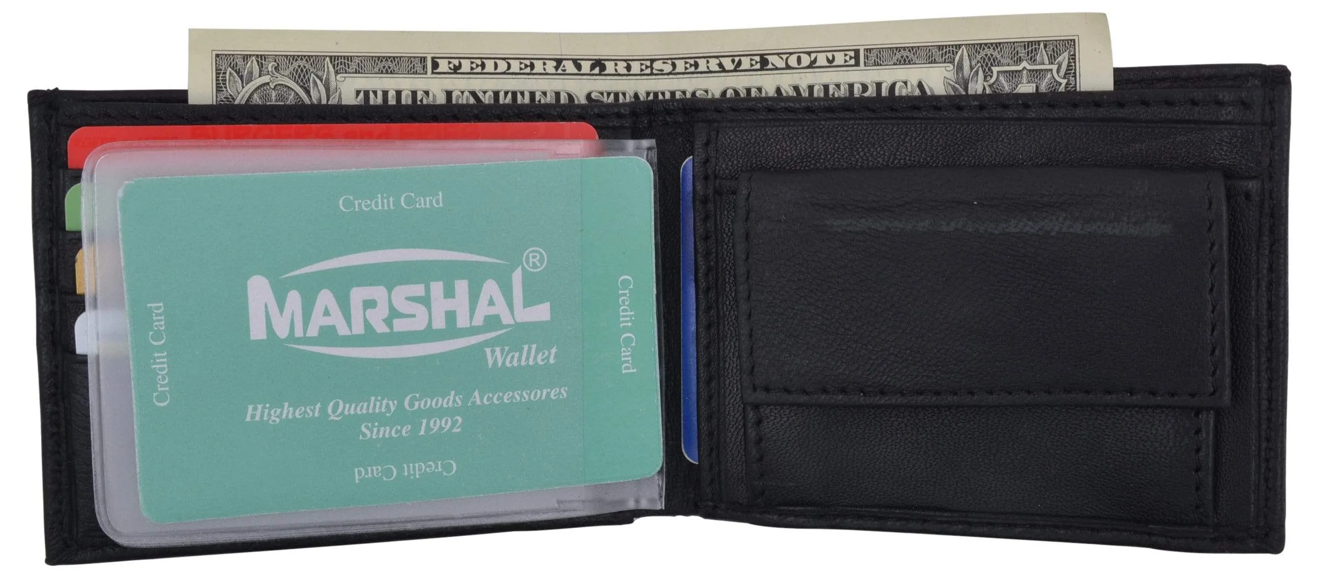 Boys Slim Compact Card and Coin Pocket Bifold Leather Wallet