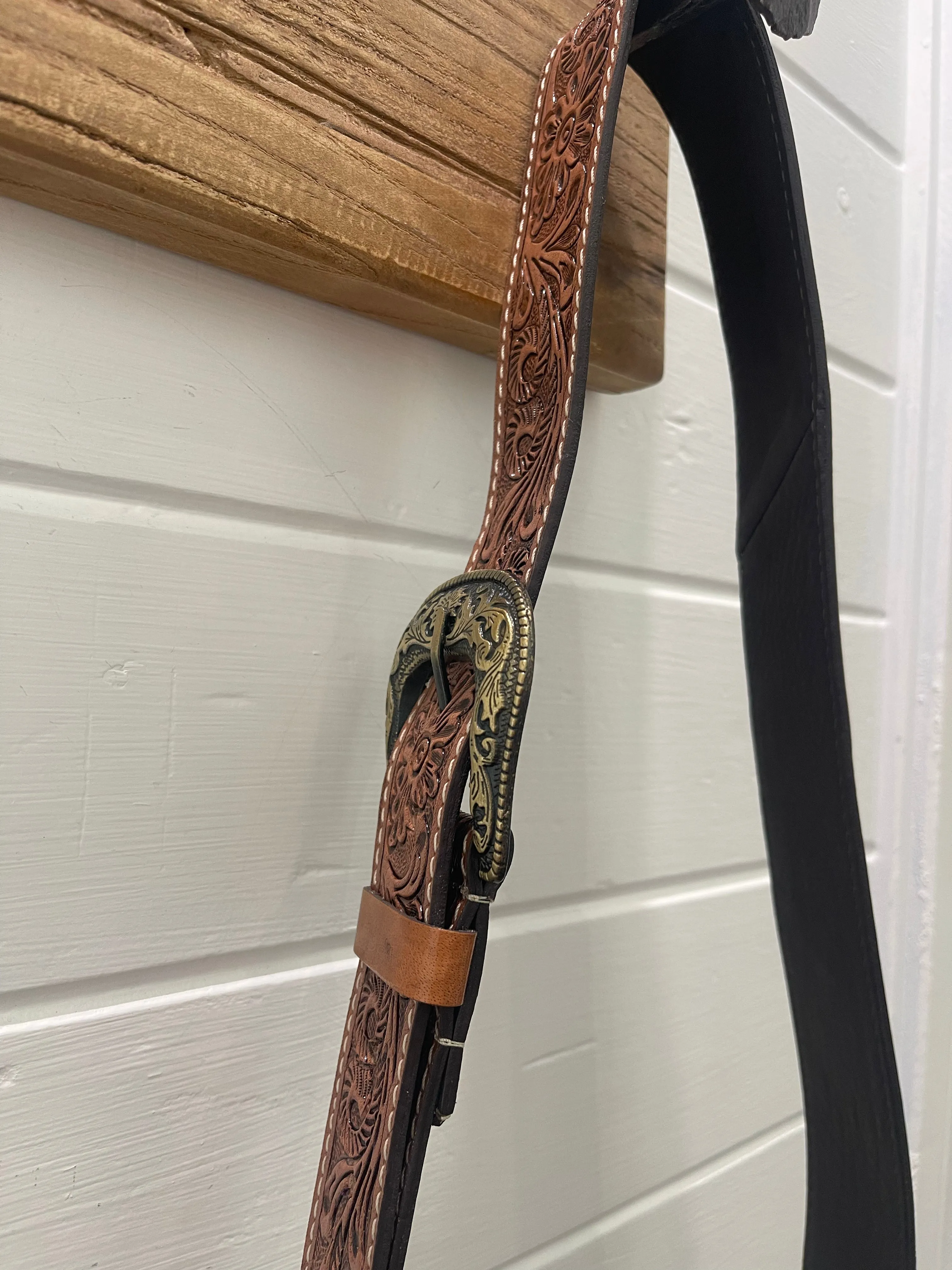Brown & Tan Tooled Fringe Handbag