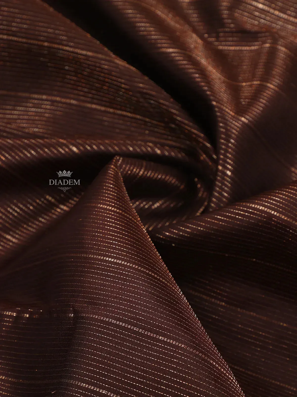 Brown Pure Kanchipuram Bridal Silk Saree with Stripes Design on the Body with Zari Border