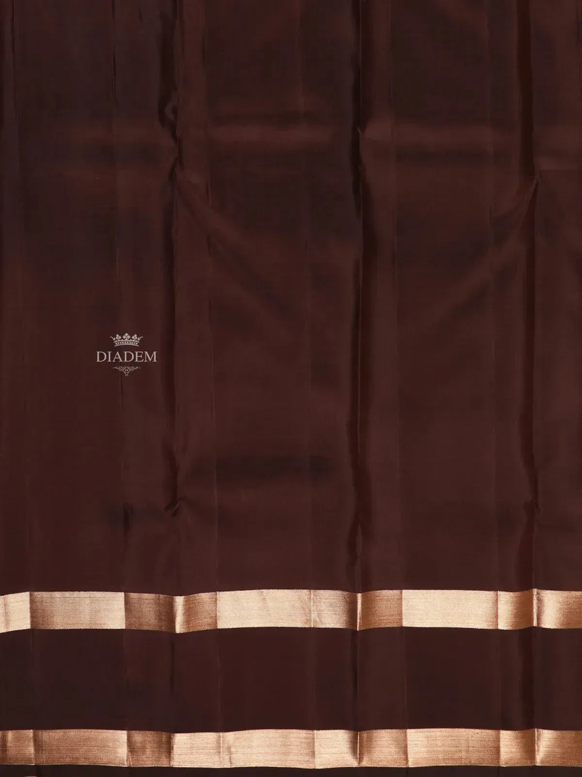 Brown Pure Kanchipuram Bridal Silk Saree with Stripes Design on the Body with Zari Border