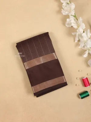 Brown Pure Kanchipuram Bridal Silk Saree with Stripes Design on the Body with Zari Border