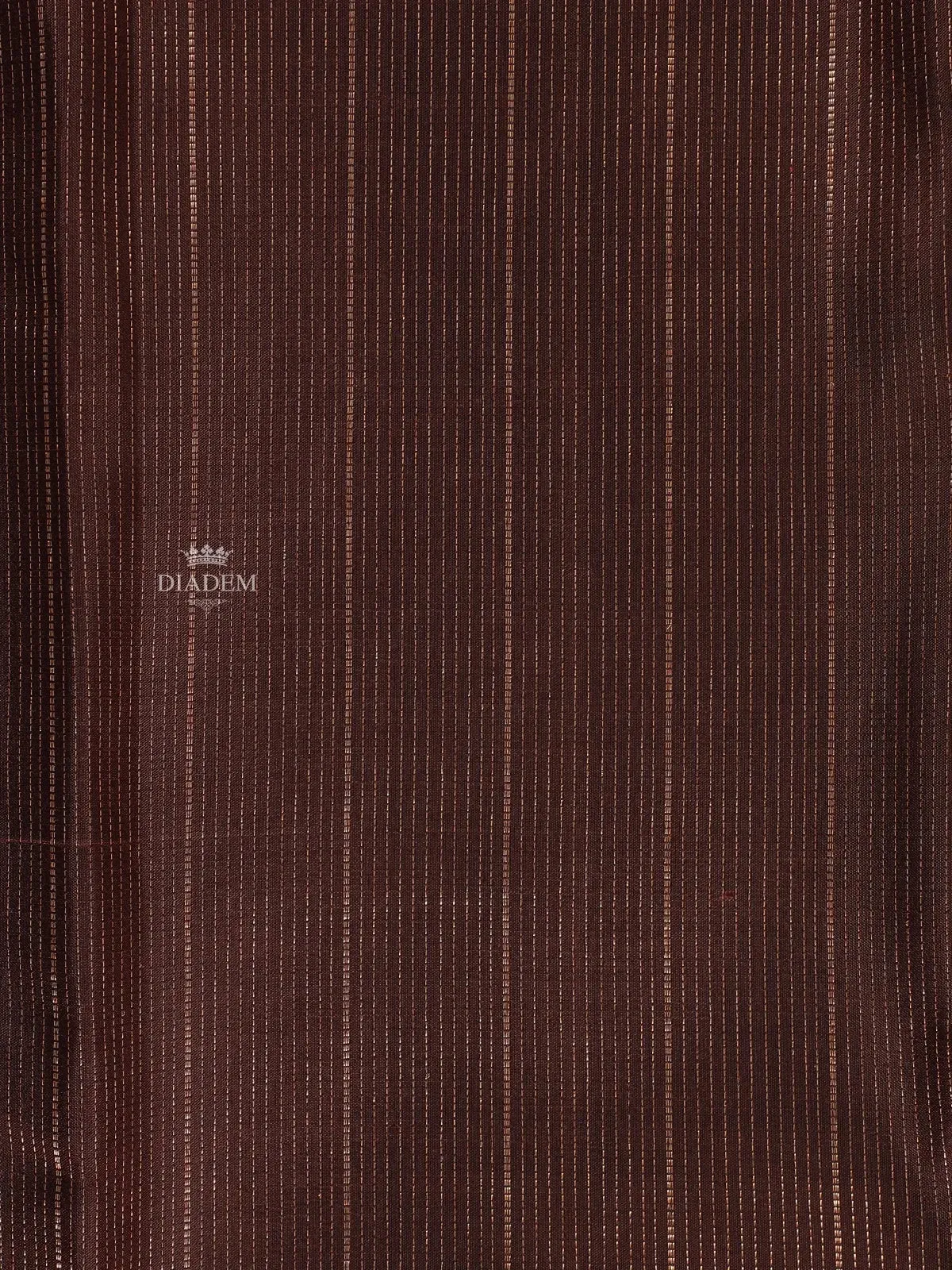 Brown Pure Kanchipuram Bridal Silk Saree with Stripes Design on the Body with Zari Border