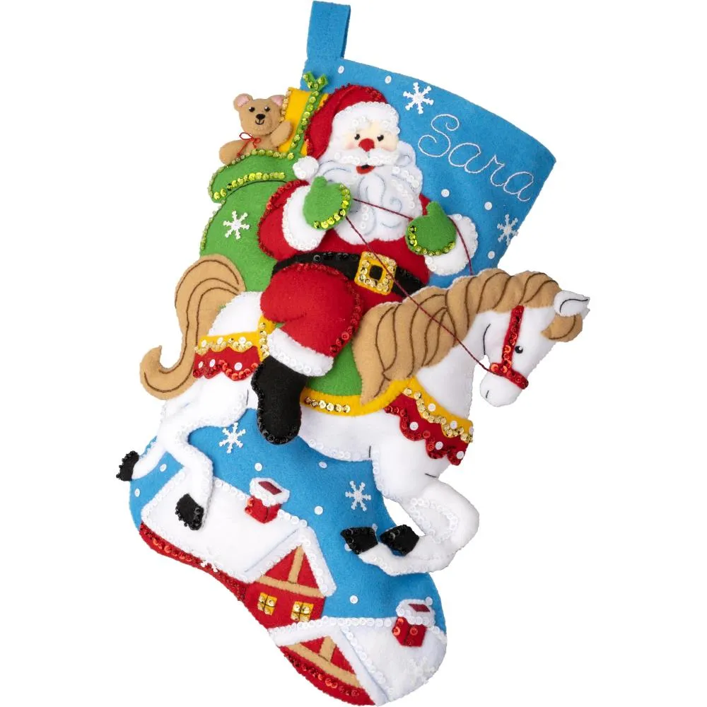 Bucilla Felt Stocking Applique Kit 18" Long Holiday Horse Ride*