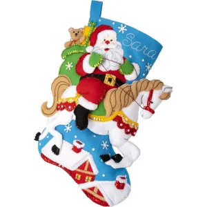 Bucilla Felt Stocking Applique Kit 18" Long Holiday Horse Ride*