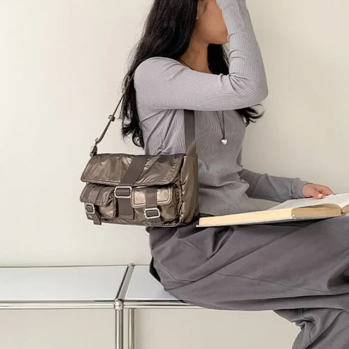 Buckled Faux Leather Crossbody Bag
