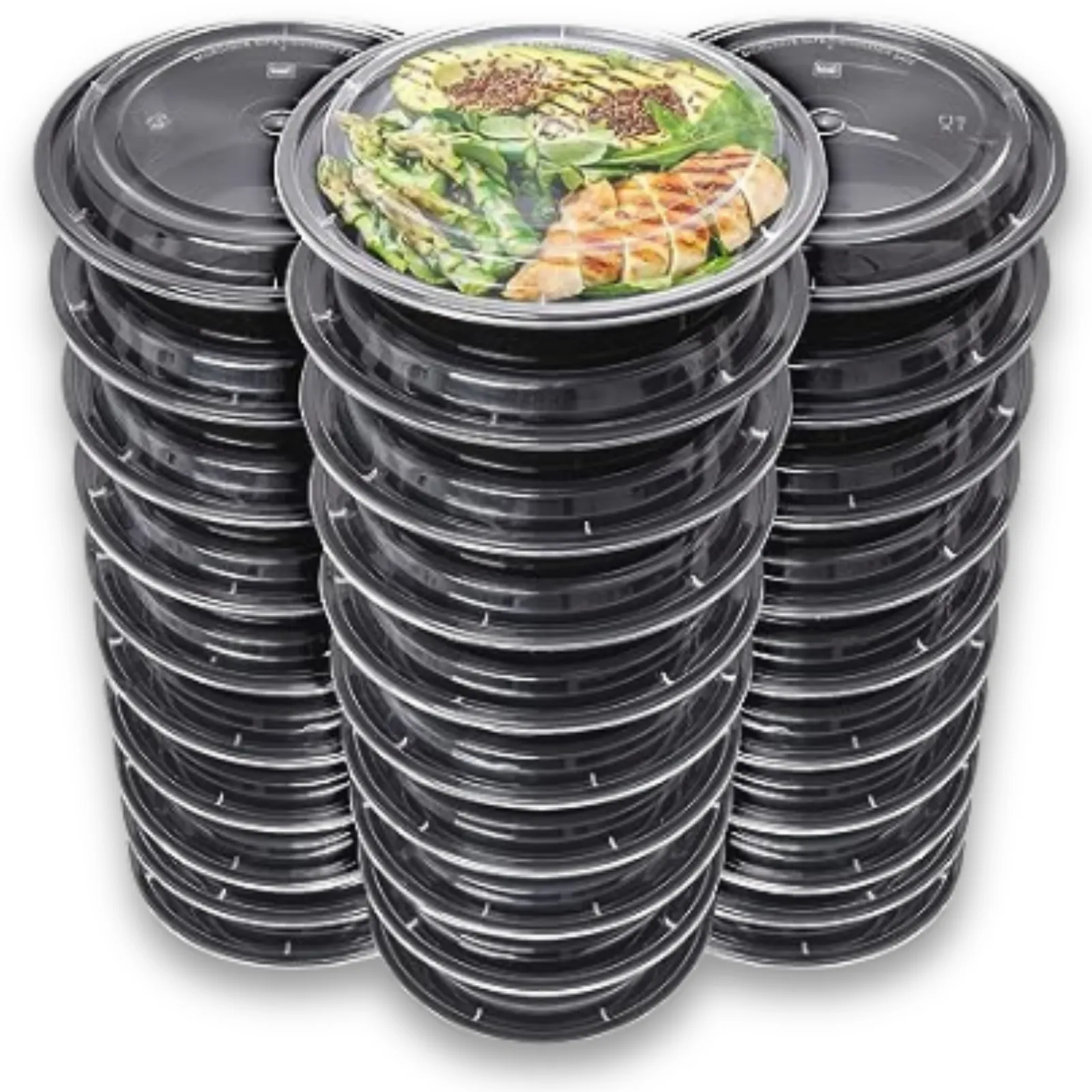 *BULK*  48oz Black Meal Prep/ Bento Box Disposable Container with Clear Lid