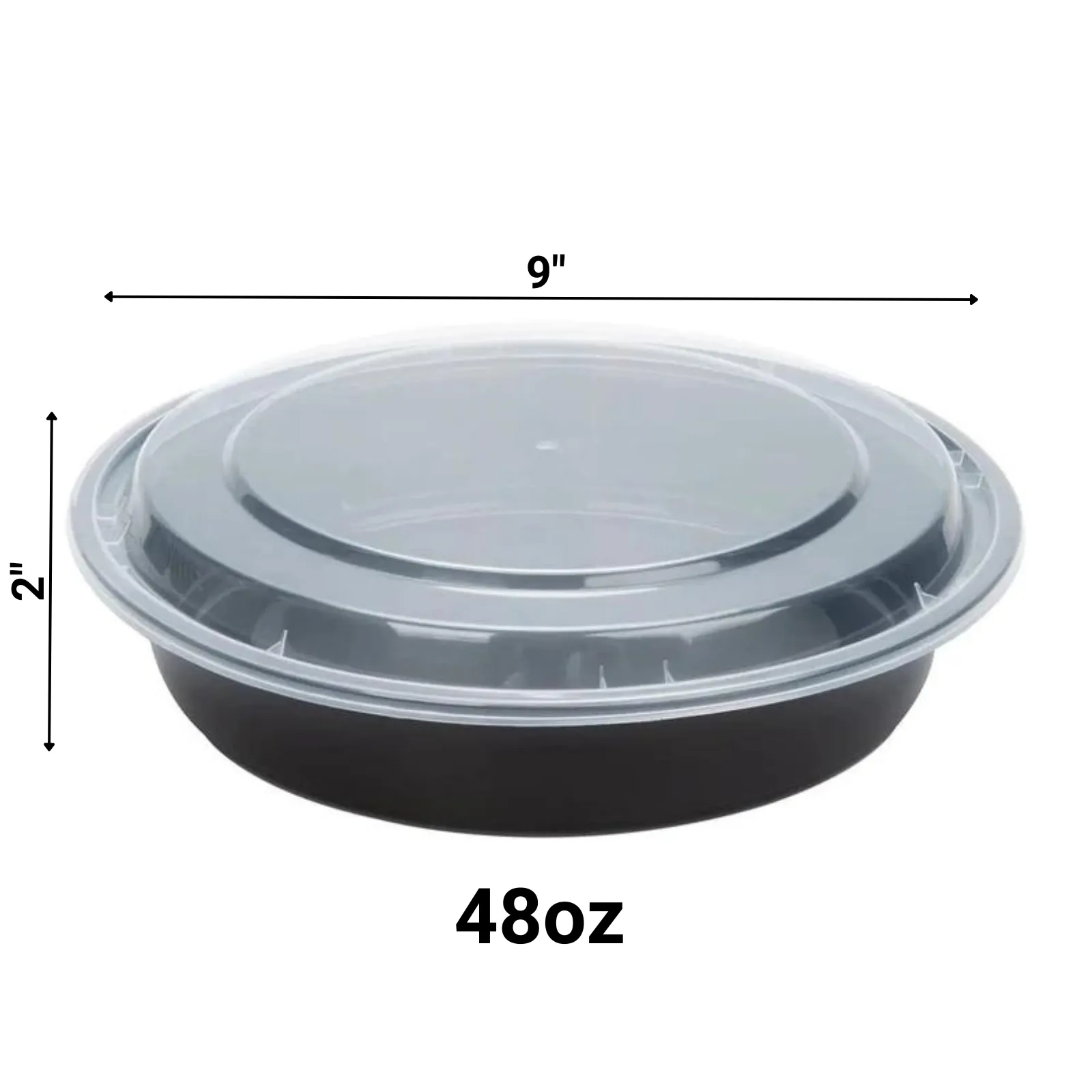 *BULK*  48oz Black Meal Prep/ Bento Box Disposable Container with Clear Lid