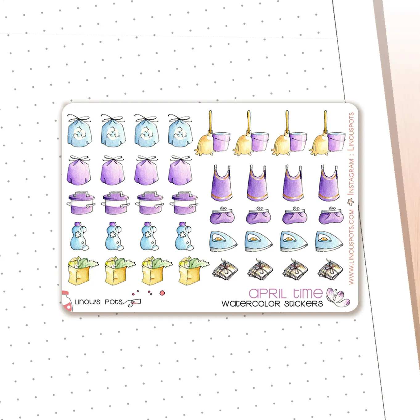 Buzzing In The Rain - Watercolor Planner Stickers MINI - House Chores
