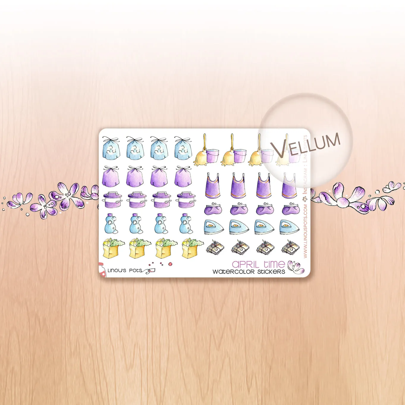 Buzzing In The Rain - Watercolor Planner Stickers MINI - House Chores