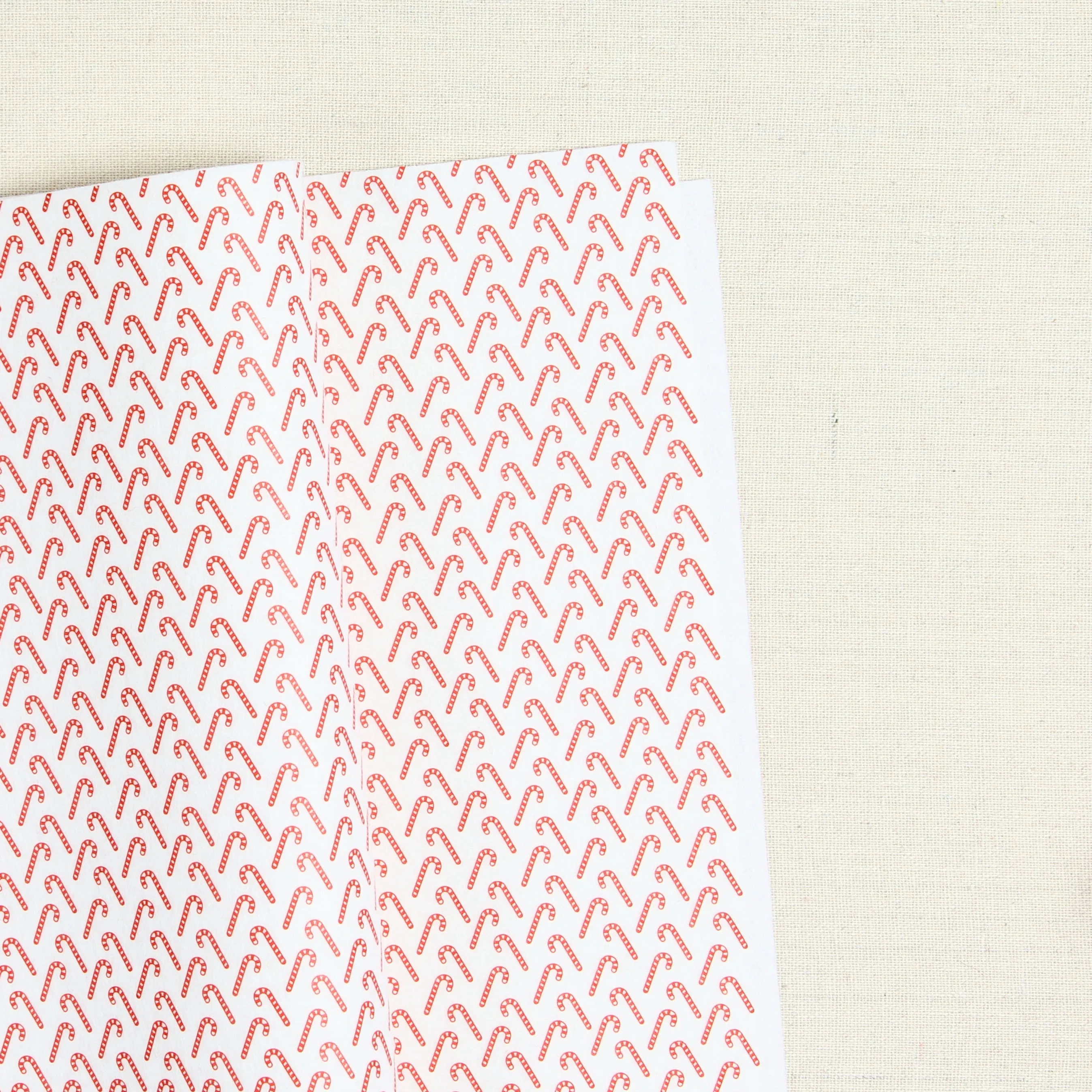 Candy Cane Printed Felt, White